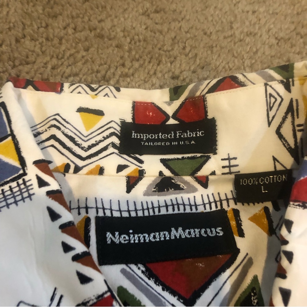 Neiman Marcus Patterned Short Sleeve Button Up - image 4